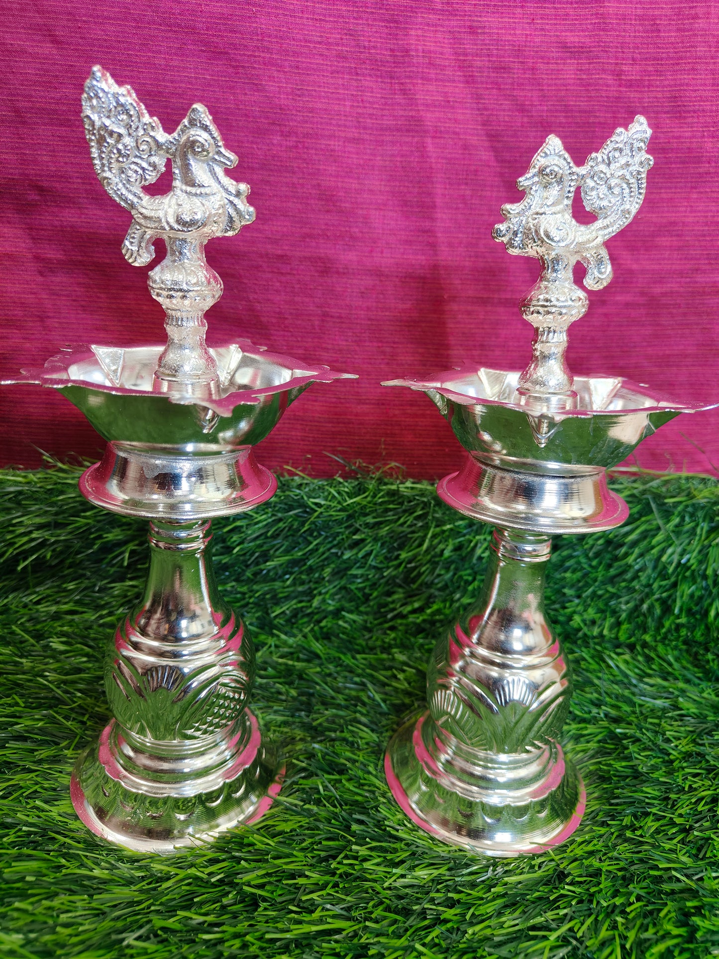 Elegant Diyas with Peacock Design (Medium)