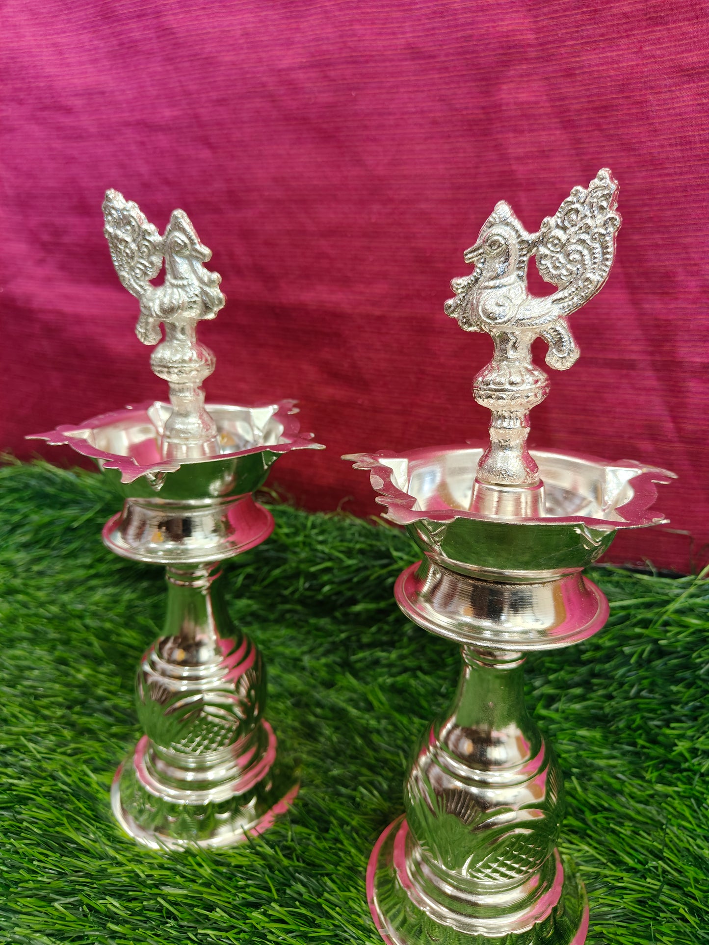 Elegant Diyas with Peacock Design (Medium)