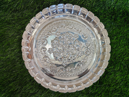 Elegant Lotus Design Pooja Round Tray