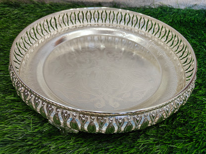 Pooja Round Tray with Artistic Design: