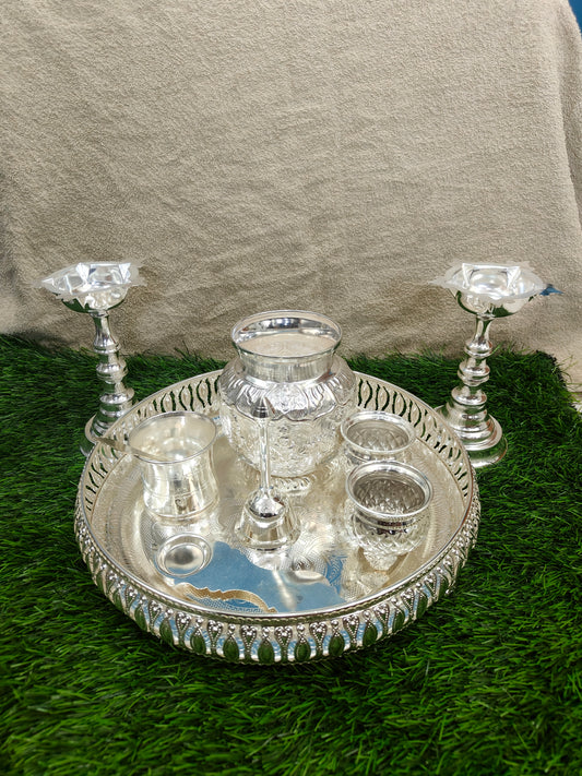 Complete Pooja Set with 12" Designer Tray