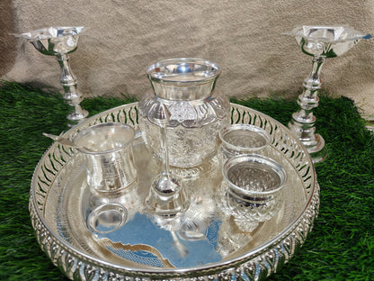 Complete Pooja Set with 12" Designer Tray