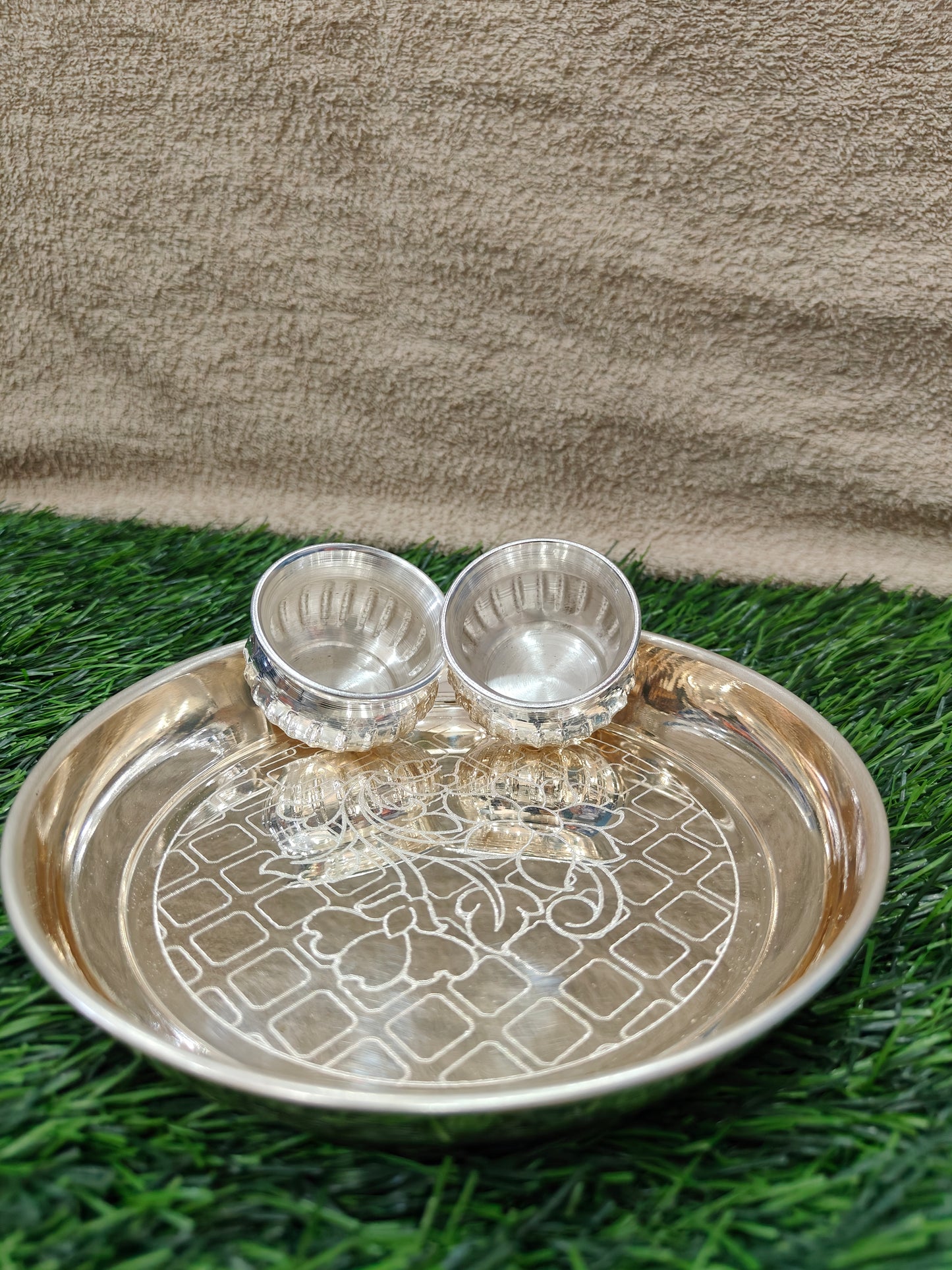 Aarthi Plate with 6" Plate and Small Kumkum Bowl